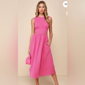 Lulu's Vibrant Pink Cutout Midi Dress